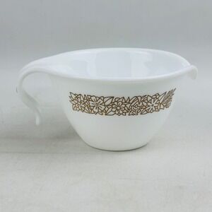 Corelle Woodland Brown Creamer 6 oz Ounce Vintage Glass White Floral